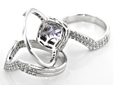 Purple & White Cubic Zirconia Rhodium Over Sterling Silver Ring With Bands 6.35ctw