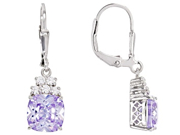 Picture of Purple And White Cubic Zirconia Rhodium Over Sterling Silver Earrings 8.44CTW