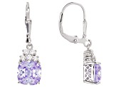 Purple And White Cubic Zirconia Rhodium Over Sterling Silver Earrings 8.44CTW