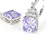 Purple And White Cubic Zirconia Rhodium Over Sterling Silver Earrings 8.44CTW