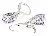 Purple And White Cubic Zirconia Rhodium Over Sterling Silver Earrings 8.44CTW