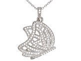 White Cubic Zirconia Rhodium Over Sterling Silver Butterfly Pendant With Chain 1.21CTW