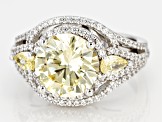 Yellow And White Cubic Zirconia Rhodium Over Sterling Silver Ring 8.09CTW