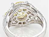Yellow And White Cubic Zirconia Rhodium Over Sterling Silver Ring 8.09CTW