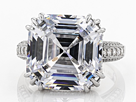 White Cubic Zirconia Rhodium Over Sterling Silver Ring 23.95CTW 