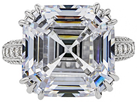 White Cubic Zirconia Rhodium Over Sterling Silver Ring 23.95CTW 