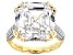 White Cubic Zirconia 18k Yellow Gold Over Sterling Silver Asscher Cut Ring 23.95ctw