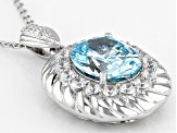Blue And White Cubic Zirconia Rhodium Over Sterling Silver Pendant With Chain 9.75CTW