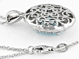 Blue And White Cubic Zirconia Rhodium Over Sterling Silver Pendant With Chain 9.75CTW