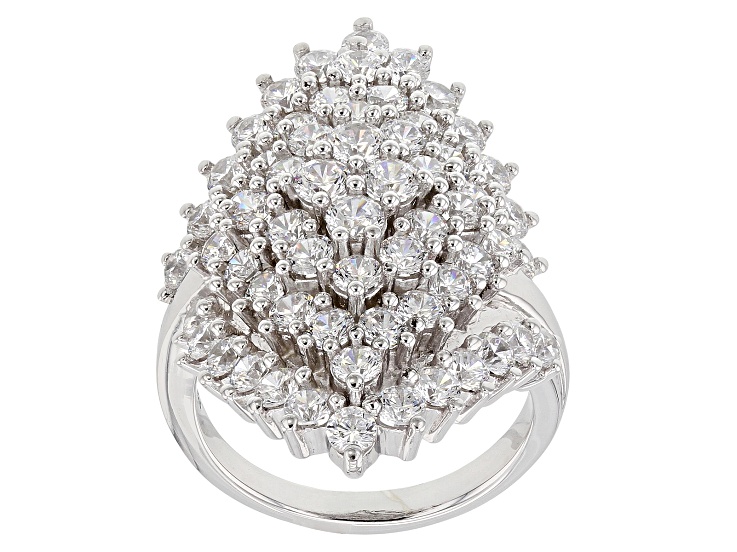 アクセサリー y White Cubic Zirconia Rhodium Over Sterling Silver Ring 7.64