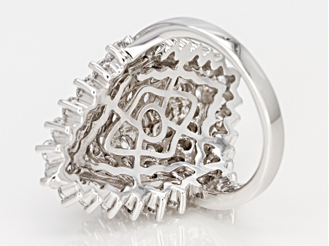White Cubic Zirconia Rhodium Over Sterling Silver Ring 7.64