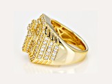 White Cubic Zirconia 18K Yellow Gold Over Sterling Silver Cross Ring 2.92CTW