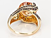 Champagne And Brown Cubic Zirconia 18K Yellow Gold Over Silver Ring 13.00CTW