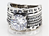 White Cubic Zirconia Rhodium Over Sterling Silver Center Design Ring 6.47ctw