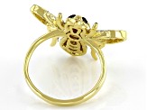 Black Nanocrystal, White and Yellow Cubic Zirconia 18K Yellow Gold Over Silver Bumblebee Ring