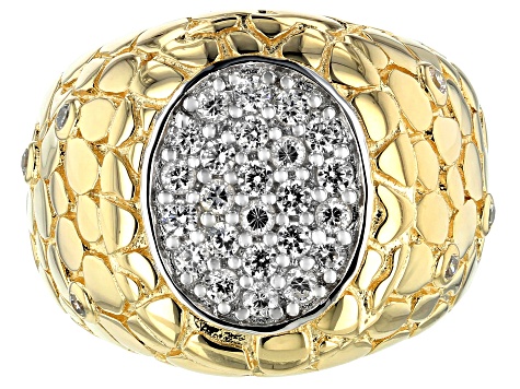 White Cubic Zirconia 18K Yellow Gold Over Sterling Silver Mens Ring 1.02CTW  - BLN693 | JTV.com