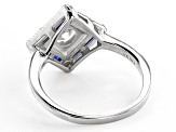 Lab Blue Spinel And White Cubic Zirconia Rhodium Over Silver Ring And Pendant With Chain 6.07CTW