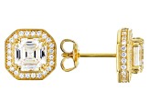 White Cubic Zirconia 18k Yellow Gold Over Sterling Silver Earrings 4.63ctw