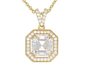 White Cubic Zirconia 18k Yellow Gold Over Sterling Silver Pendant With Chain 5.18ctw