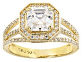 White Cubic Zirconia 18k Yellow Gold Over Sterling Silver Ring 4.15ctw