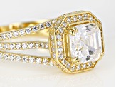 White Cubic Zirconia 18k Yellow Gold Over Sterling Silver Ring 4.15ctw