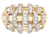 White Cubic Zirconia 18K Yellow Gold Over Sterling Silver Ring 0.75ctw