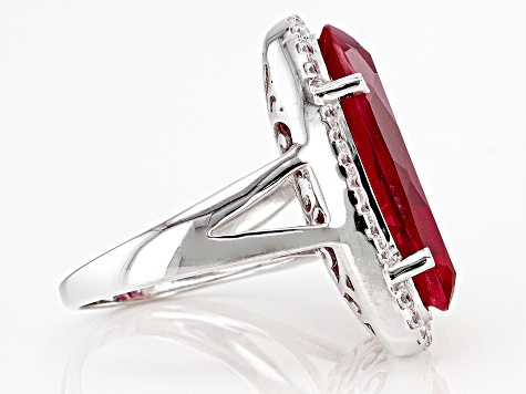 Red and White Cubic Zirconia Rhodium Over Sterling Silver Ring 20.33ctw