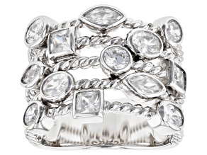 White Cubic Zirconia Rhodium Over Sterling Silver Ring 3.34ctw
