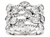 White Cubic Zirconia Rhodium Over Sterling Silver Ring 3.34ctw