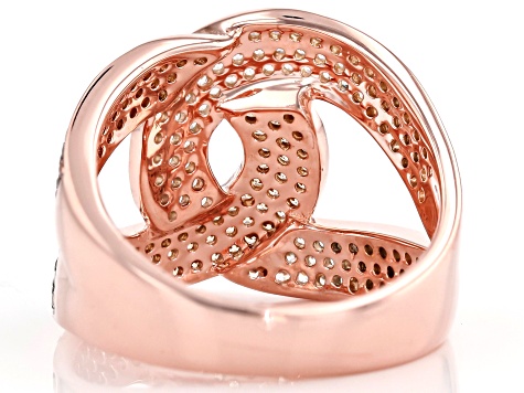Champagne and White Cubic Zirconia 18k Rose Gold Over Sterling Silver Ring 1.99ctw