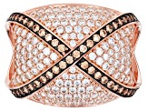 Champagne and White Cubic Zirconia 18k Rose Gold Over Sterling Silver Ring 2.20ctw