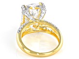 White Cubic Zirconia 18k Yellow Gold Over Sterling Silver Ring 10.94ctw