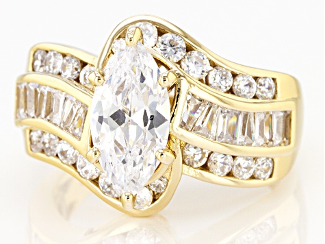 White Cubic Zirconia 18k Yellow Gold Over Sterling Silver