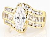 White Cubic Zirconia 18k Yellow Gold Over Sterling Silver Ring 4.69ctw