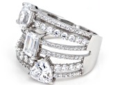 White Cubic Zirconia Rhodium Over Sterling Silver Ring 5.54ctw