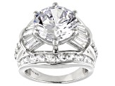 White Cubic Zirconia Rhodium Over Sterling Silver Ring 16.44ctw