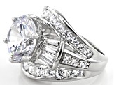 White Cubic Zirconia Rhodium Over Sterling Silver Ring 16.44ctw