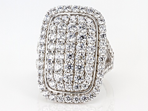 【ま】BrightWin White Cubic Zirconia Rhodium Over Sterling Silver Ring 7.14