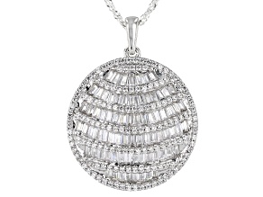 White Cubic Zirconia Rhodium Over Sterling Silver Pendant With Chain 4.55ctw