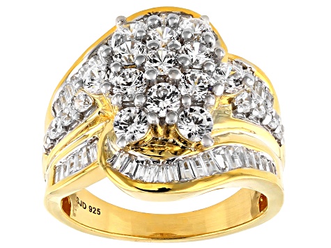 White Cubic Zirconia 18k Yellow Gold Over Sterling Silver Ring 4.50ctw