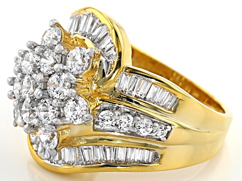 White Cubic Zirconia 18k Yellow Gold Over Sterling Silver Ring 4.50ctw