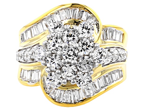 White Cubic Zirconia 18k Yellow Gold Over Sterling Silver Ring 4.50ctw