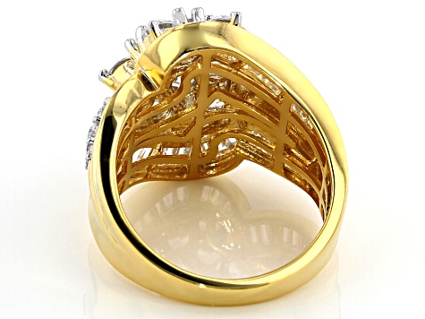 White Cubic Zirconia 18k Yellow Gold Over Sterling Silver Ring 4.50ctw