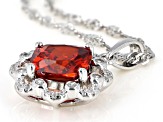 Orange and White Cubic Zirconia Rhodium Over Sterling Silver Pendant With Chain 4.15ctw