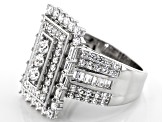 White Cubic Zirconia Rhodium Over Sterling Silver Ring 4.20ctw