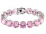 Pink Cubic Zirconia Rhodium Over Sterling Silver Tennis Bracelet 112.52ctw