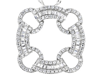 White Cubic Zirconia Rhodium Over Sterling Silver Pendant With 18" Chain and 2" Extender 2.70ctw