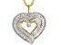 White Cubic Zirconia 18k Yellow Gold Over Sterling Silver Heart Pendant With Chain 2.00ctw