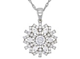White Cubic Zirconia Rhodium Over Sterling Silver Snowflake Pendant With Chain 2.99ctw