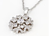 White Cubic Zirconia Rhodium Over Sterling Silver Snowflake Pendant With Chain 2.99ctw
